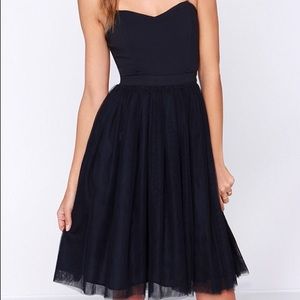 Lulu’s Tulle, Sweetheart Neckline Dress in Navy